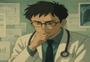 A doctor in deep thought while examining a patient