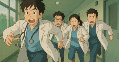 Runaway first year resident and senior residents going to catch him