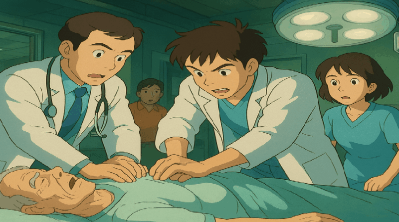 Doctors performing CPR in the emergency room